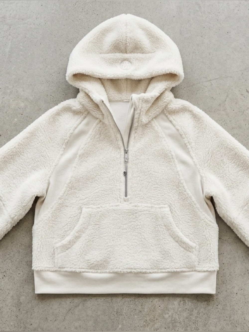 Lululemon Scuba Oversized Half-Zip Hoodie Plush Sherpa White Opal M/L LW4BNS3